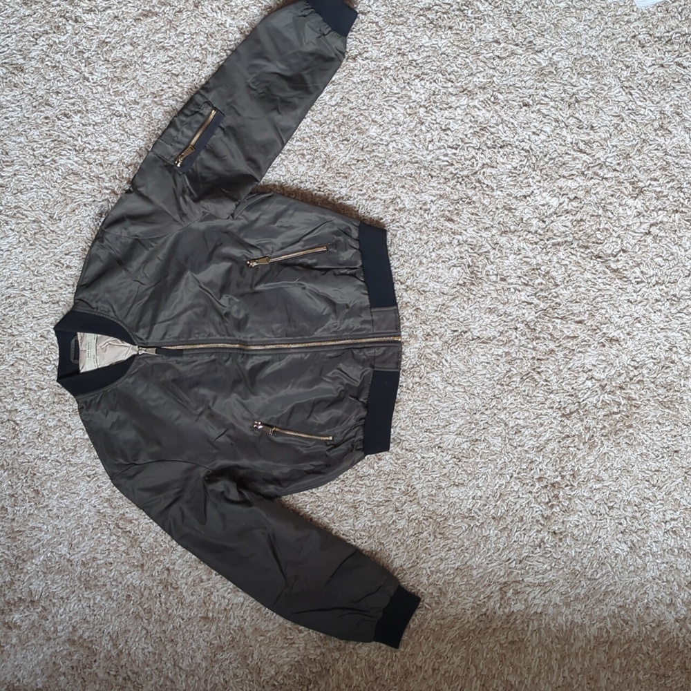 Zara waist length green bomber jacket